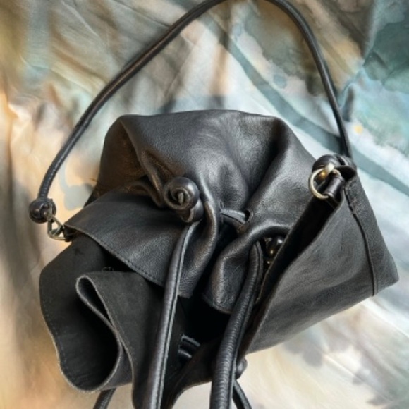 Free People | Leather "Head Over Heels" Tote Bag | Navy Blue - Picture 11 of 14